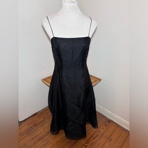 Ann Taylor Black Satin Midi Slip Dress